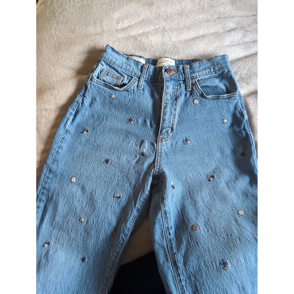 Universal thread size 2 vintage straight jeans with floral embroidery - Picture 3 of 7